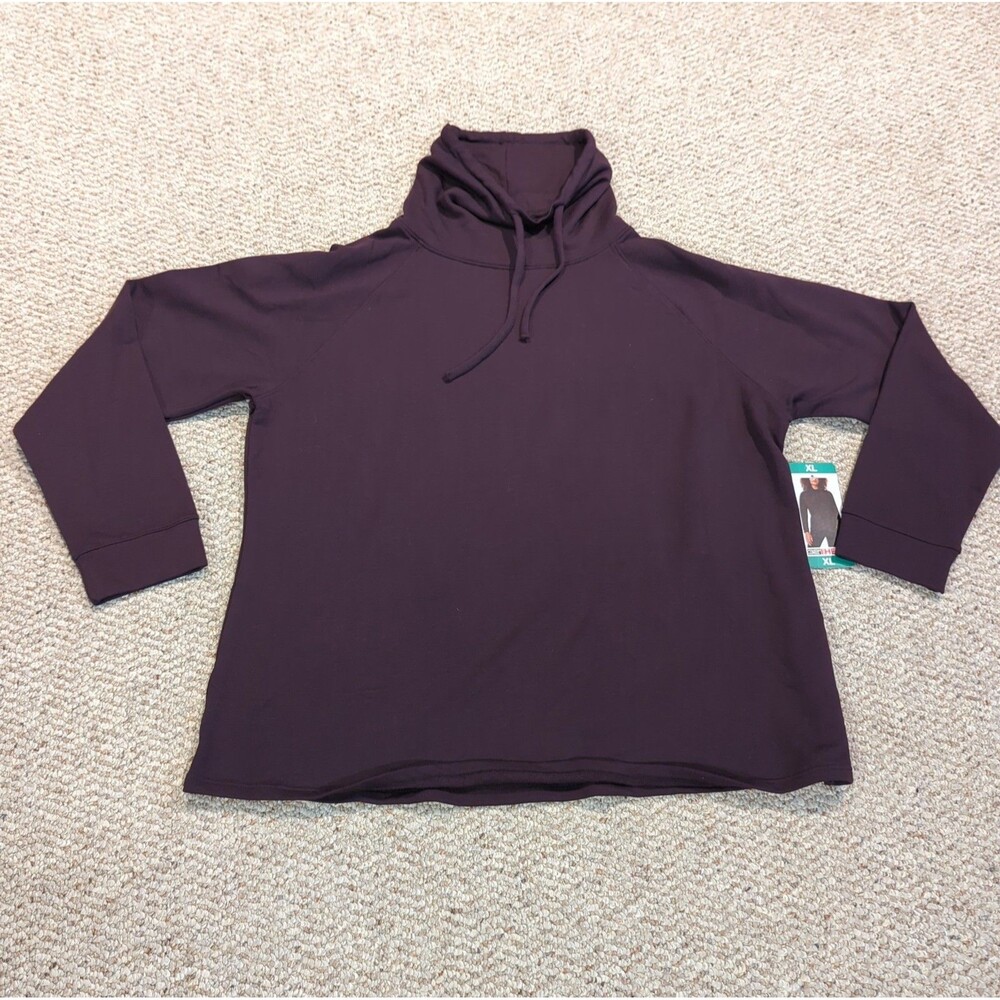 32 Degrees Funnel Neck Pullover Sweatshirt Womens XL Boysenberry Drawstring
